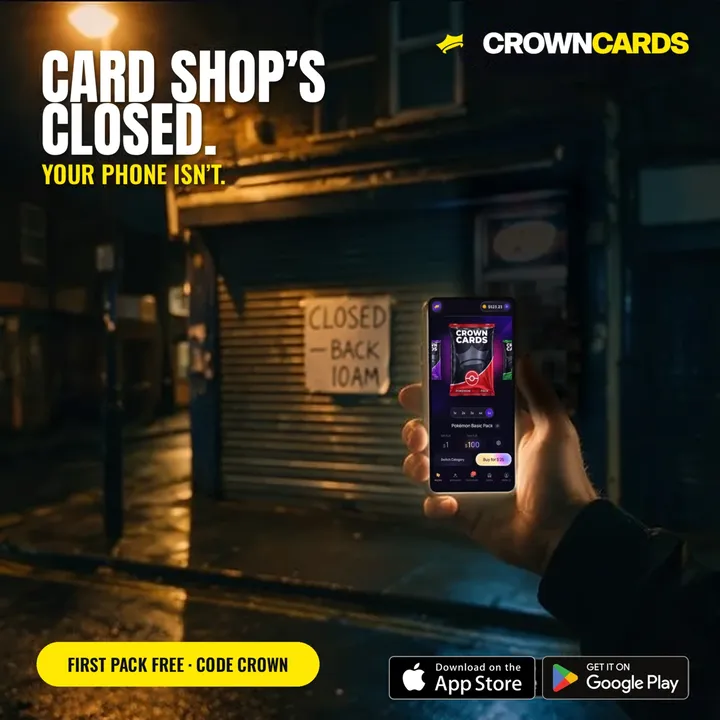 CrownCards static ad: Card shop's closed, your phone isn't