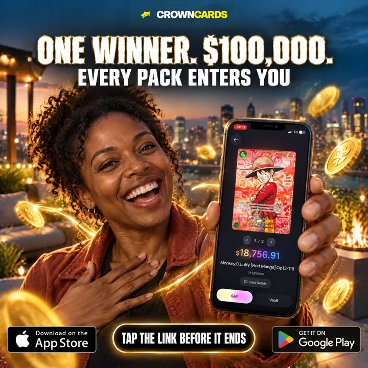 CrownCards static ad: One winner, $100,000, every pack enters you